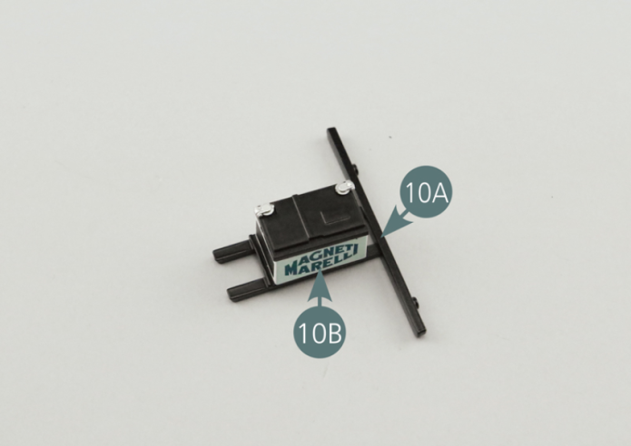 Position the battery (10B) onto the battery carrier (10A) and secure it with two SP screws.