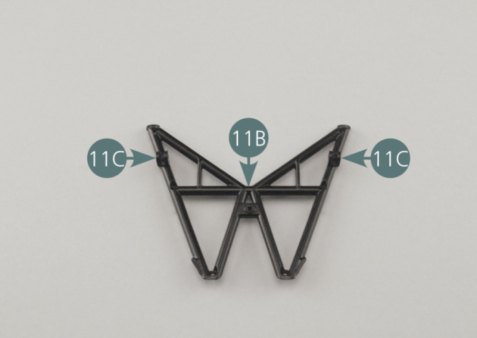 Position the two brackets (11C) on the inclined chassis frame (11B). Secure with 2 SM screws.