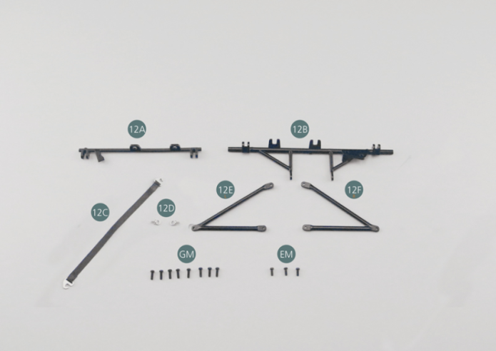 12A Barre supérieure12B Barre inférieure12C Sangle de roue de secours12D Crochet (x 2)