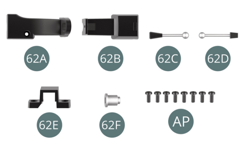 62E Abrazadera 62F Interruptor de arranque Tornillo AP M 1,7 x 4 mm (x 8) 