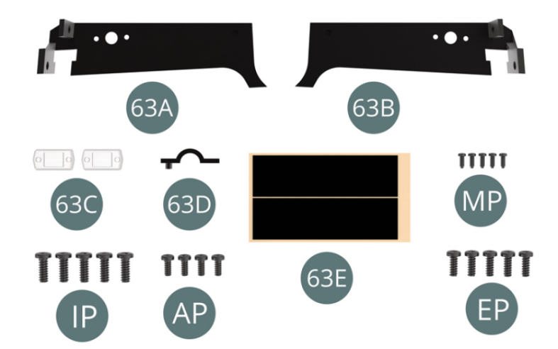 Tornillo MP M 1,2 x 3 mm (x 5) Tornillo IP M 2,3 x 6 mm (x 5) Tornillo AP M 1,7 x 4 mm (x 4) Tornillo EP M 2,0 x 5 mm (x 5) 