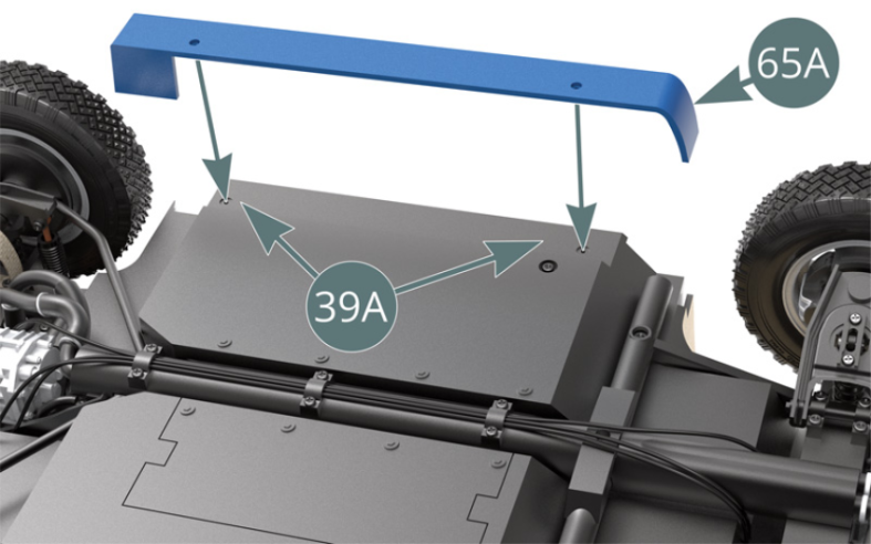 Position the right rocker panel (65A) on the chassis floor (39A) and secure it with two SM screws (Illustrations above).