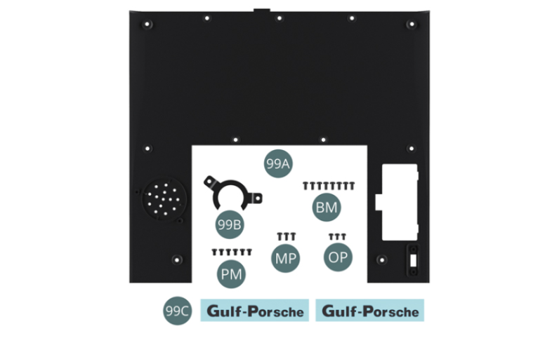 99A Fond plat99B Patte de fixation99C Décalcomanie (x 2)BM Vis M 2,0 x 4 mm (x 8)PM Vis M 2,0 x 4 mm (x 6)MP Vis M 2,0 x 4 mm (x 3)OP Vis M 1,7 x 3 mm (x 3)