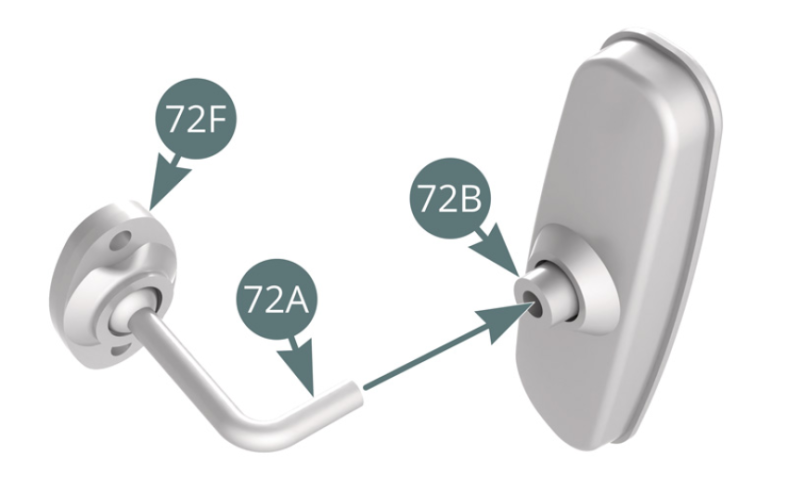 Positionner le bras-pivot 72A dans la rotule 72B.