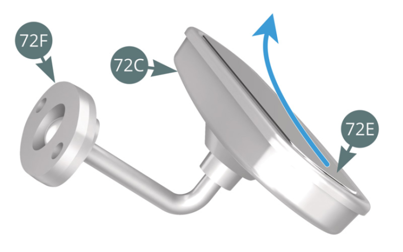 Remove the transparent protective film from the rear-view mirror (72E) (blue arrow).