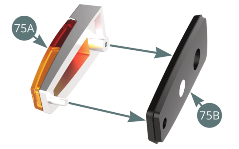 Place the right rear light (75A) on the right rear support (75B).