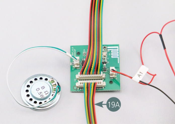 Connect the wire bundle tail light (19A) to socket H1 on the PCB (18C).