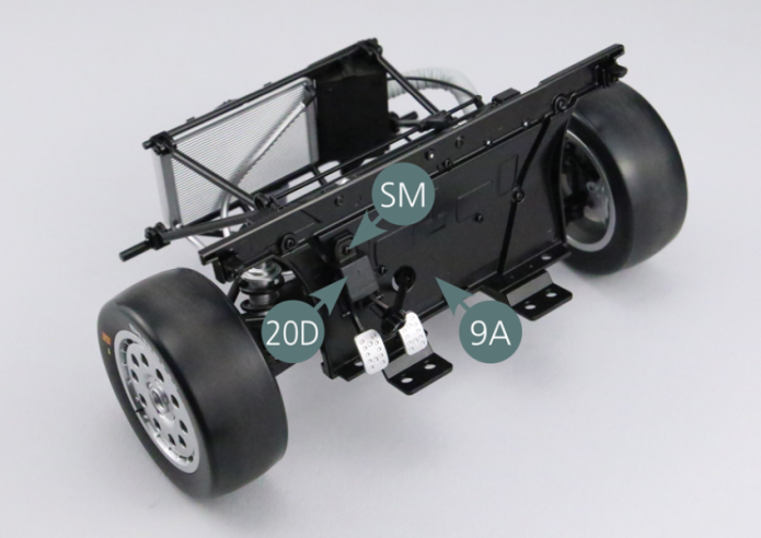 Place the crankset (20D) on the firewall (9A) and secure with an SM screw.