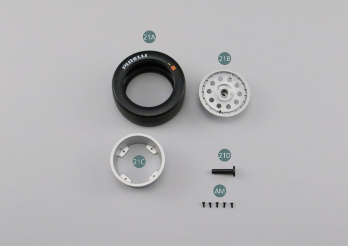 21A Reifen 21B Äußere Radfelge 21C Innere Radfelge 21D Ersatzradträger Schraube AM M 1,7 x 4 mm (x 5) 