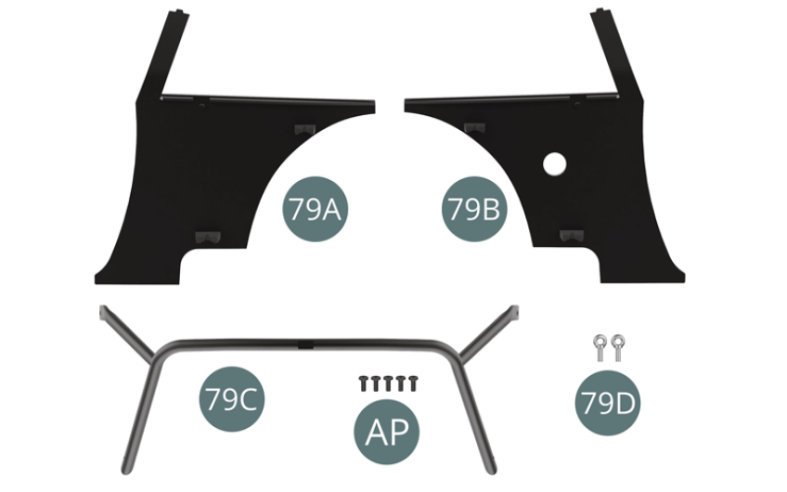 79D Eye hook (x 2) Screw AP M 1.7 x 4 mm (x 5)