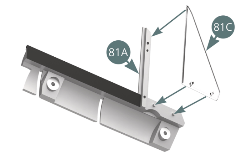 Place the fixed window lateral (81C) on the window frame (81A).