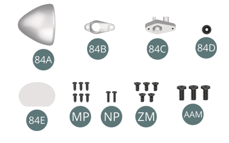 Schraube MP M 1,2 x 3 mm (x 6) Schraube NP M 1,2 x 4 mm (x 2) Schraube ZM M 1,7 x 3 mm (x 5) Schraube AAM M 2,3 x 5 mm (x 3) 