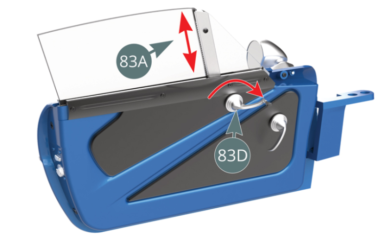 Rotate the window winder crank (83D) to check the side window (83A) moves properly up and down.