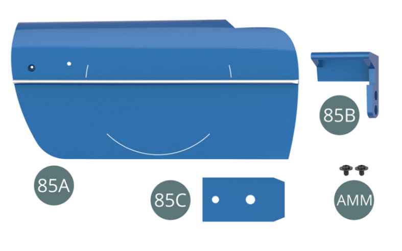 85A Portière droite85B Charnière85C Ressort à lameAMM Vis M 2,3 x 3 x 6 mm (x 2)