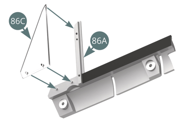 Place the fixed window lateral (86C) on the window frame (86A).