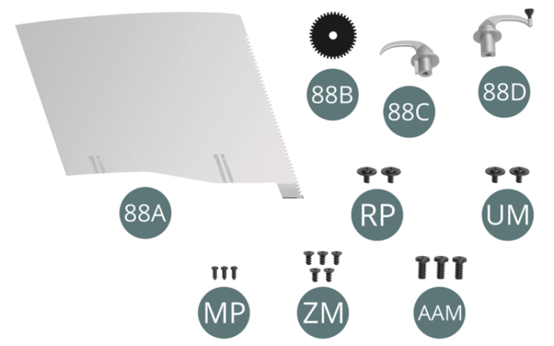 Vite UM M 1,7 x 3 x 5,5 mm (x 2)Vite MP M 1,2 x 3 mm (x 3)Vite ZM M 1,7 x 3 mm (x 5)Vite AAM M 2,3 x 5 mm (x 3)