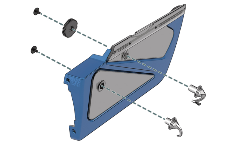 Place the right door hinge (85B) on the bodywork (66A) and secure with two AAM screws. Check that the right door opens and closes correctly.