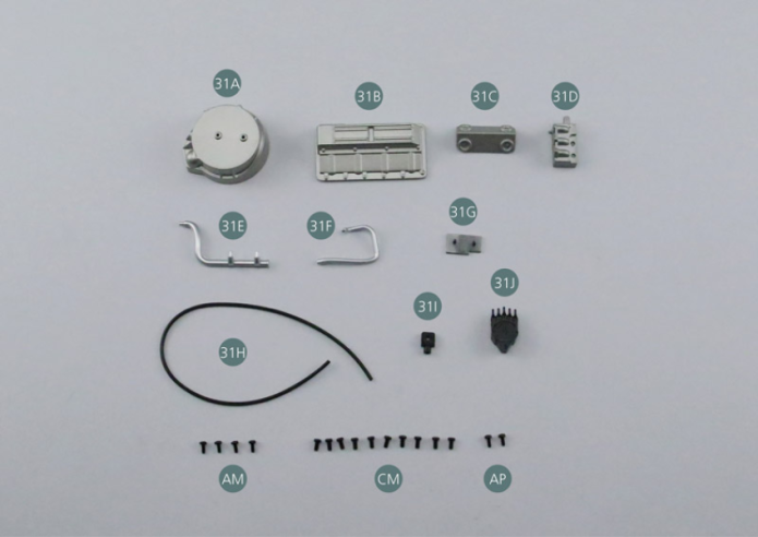 31H Ölleitung #3 31I Abdichtung Motor vorne 31J Zündverteiler Schraube AM M 1,7 x 4 mm (x 4) Schraube CM M 2,0 x 4 mm (x 10) Schraube AP P 1,7 x 4 mm (x 2)