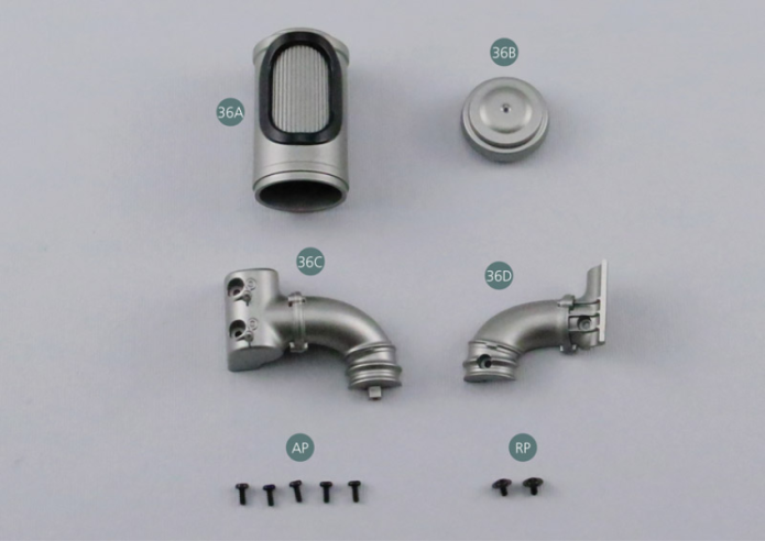 36D Air box manifold (outer part) Screw AP P 1.7 x 4 mm (x 5) Screw RP P 1.7 x 3 mm (x 2)