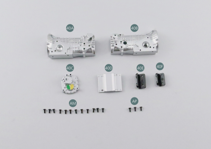 40A Gearbox (left side) 40B Gearbox (right side) 40C Gearbox (rear) 40D Air box (bottom) 40E Clutch joint40F Rear jointScrew AM M 1.7 x 4 mm (x 12) Screw AP P 1.7 x 4 mm (x 3) 