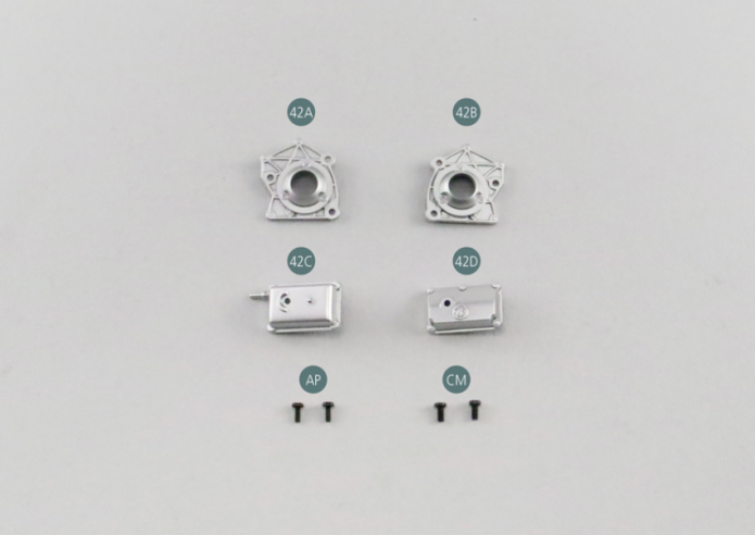 42A Soporte del eje de transmisión trasero izquierdo42B Soporte del eje de transmisión trasero derecho42C Cárter del selector de velocidades 42D Tapa del selector de velocidadesTornillo AP P 1,7 x 4 mm (x 2) Tornillo CM M 2,0 x 4 mm (x 2) 