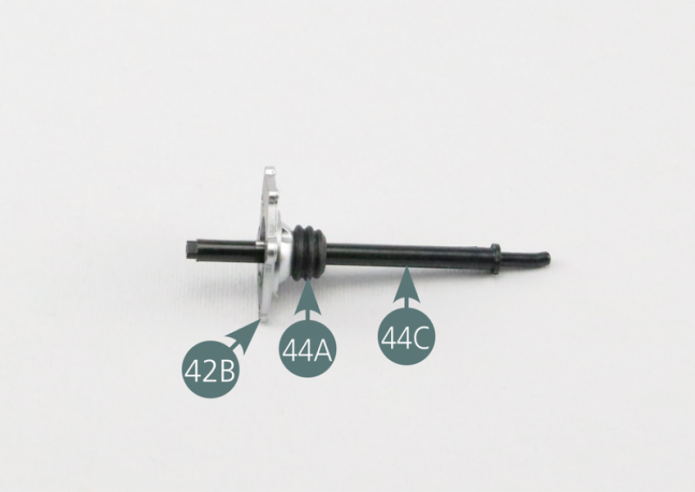 Engage the right rear driveshaft (44C) into the driveshaft bellows (44A) and the right rear driveshaft bracket (42B).