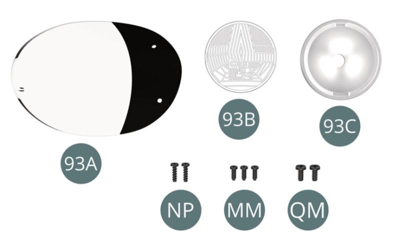 Screw NP M 1.2 x 4 mm  (x 2) Screw MM M 1.2 x 3 mm (x 3) Screw QM M 1.4 x 3 mm (x 2)