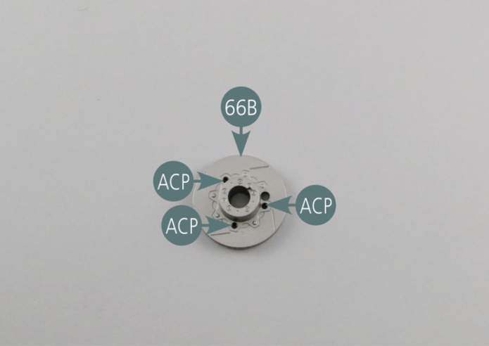 Place the outer brake disc (66A) on the inner brake disc (66B) and secure with three ACP screws.