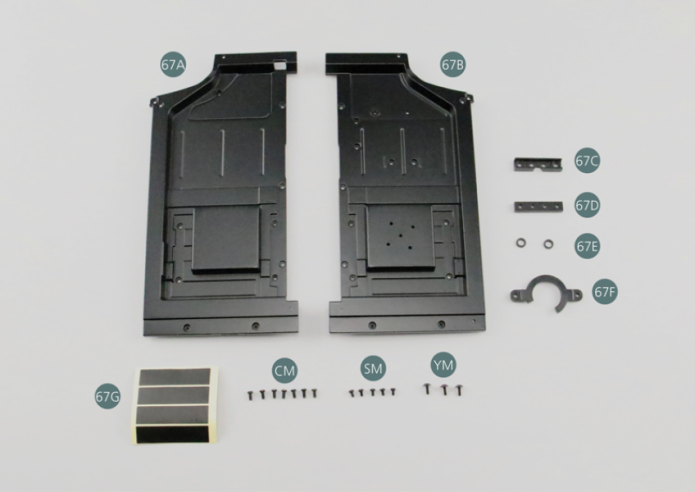 67F Speaker bracket 67G Cable Tape Screw CM M 2.0 x 4 mm (x 7) Screw SM M 1.7 x 3 mm (x 5) Screw YM M 1.7 x 4 mm (x 3) 