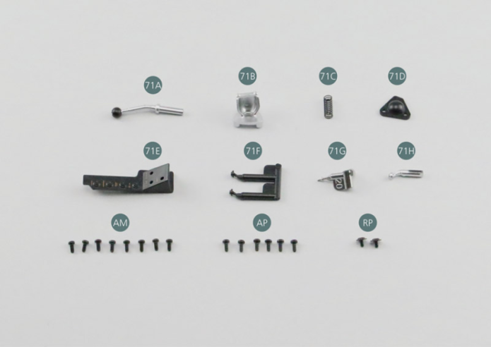 71G Schalter 71H Taste Schraube AM M 1,7 x 4 mm (x 8) Schraube AP P 1,7 x 4 mm (x 6) Schraube RP M 1,7 x 3 mm (x 2) 