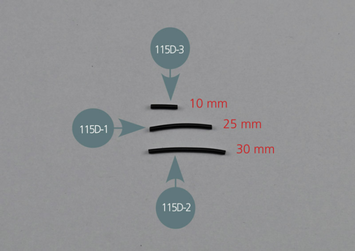 Couper trois sections dans le tuyau 115D, de 30 mm de long (115-D2), 25 mm de long (115-D1) et 10 mm de long (115-D3).