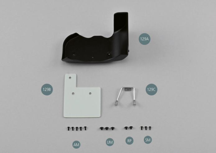 129A Garde-boue arrière droit129B Bavette129C Renfort de bavetteAM Vis M 1,7 x 4 mm (x 5)UM Vis M 1,7 x 3 x 5,5 mm (x 3) RP Vis M 1,7 x 3 x 5,5 mm (x 2) SM Vis M 1,7 x 3 mm (x 3) 