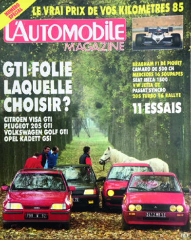 En su número de diciembre de 1984, la revista L'Automobile cierra el año con un panorama de los principales GTI, entre los que el Peugeot 205 es el favorito. © IXO Collections SAS - Tous droits réservés. Crédits photo © DR