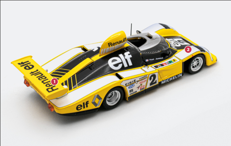 1.  On the 1978 A442 and A443, the bases of the rear wing supports were modified to incorporate air intakes. Only the Calberson team car retained its 1977 configuration.2. In 1978, two-seater sports cars classified in Group 6 competed in a special championship. From 1979 onwards, the prototypes were allowed to compete in the World Championship for Manufacturers alongside Group 5 cars.© IXO Collections SAS - Tous droits réservés. 