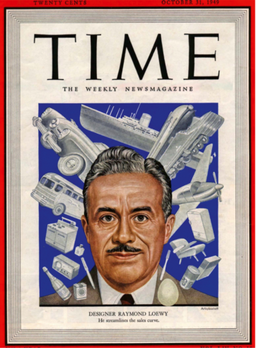 Raymond Loewy featured on the cover of Time magazine on 31 October 1949, illustrated by Boris Artzybasheff, with the headline "Styling the Sales Curve”. © IXO Collections SAS - Tous droits réservés. Crédits photo © Times / D.R. 