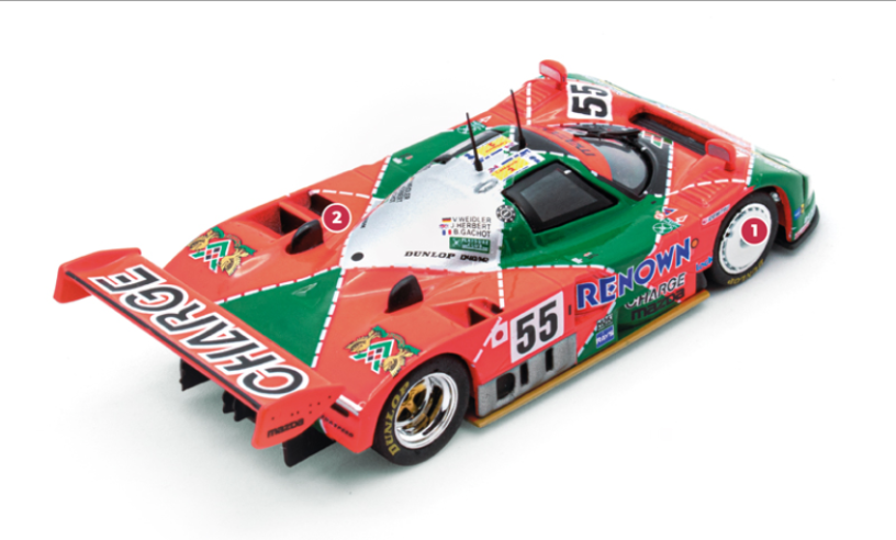 1. The technical evolution implemented in the 787B involved the adoption of new carbon ceramic brakes produced by the Italian company Brembo.2. The 787B of 1991 was the last Wankel-engined car to compete at Le Mans. From the following year onwards, this technical solution was banned by the regulations.© IXO Collections SAS - Tous droits réservés. 