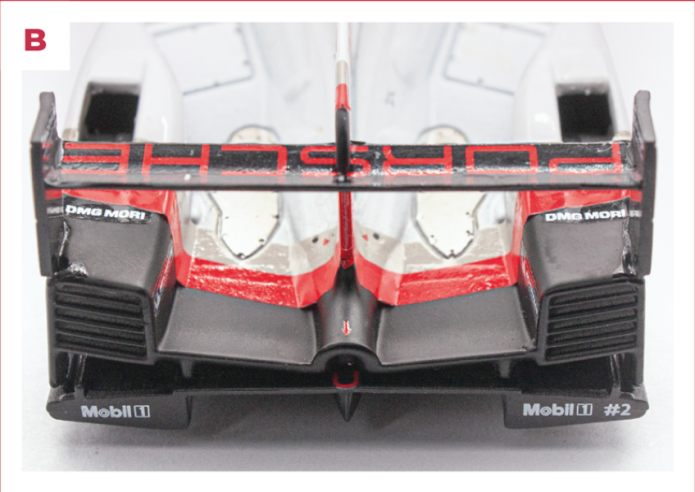 B. Spécifique pour le Mans, l’assiette aérodynamique présente moins d’appui par rapport à celui adopté pour les courses précédentes et suivantes dans le championnat mondial des Sport-Prototypes (WEC).  © IXO Collections SAS - Tous droits réservés. 