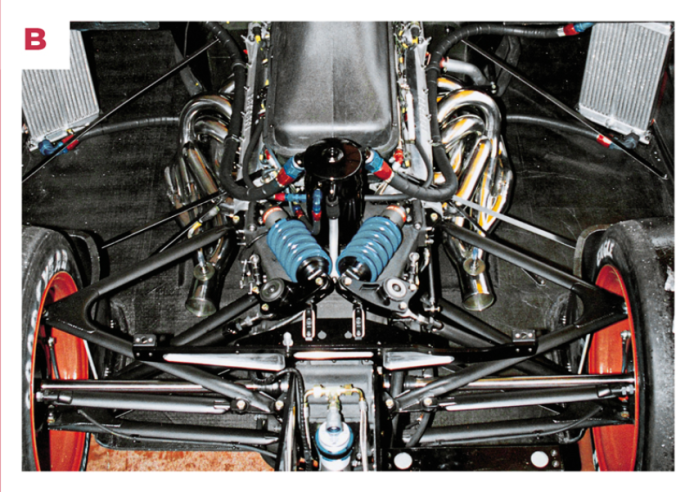 B. The push-rod suspension system employed diagonal shock-absorber combinations and a transversal gearbox. © IXO Collections SAS - Tous droits réservés. 