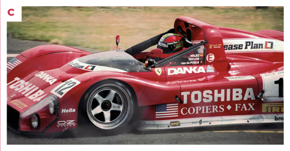 C. Foi o F333 SP de Wayne Taylor, Eric van de Poele e Fermin Velez que foi o único carro não-GT1 entre os 10 primeiros a dominar as 24 Horas de Le Mans de 1998, com painéis laterais mais curtos. © IXO Collections SAS - Tous droits réservés. 