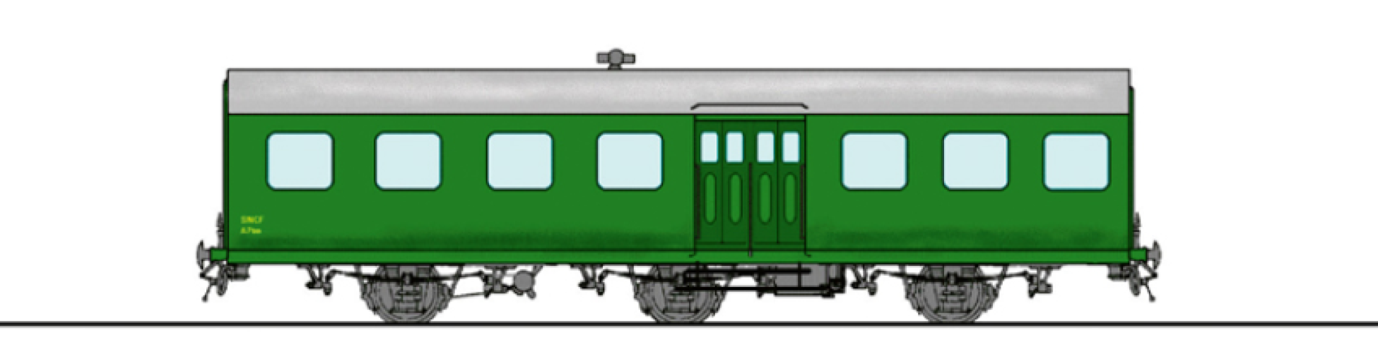 The two provisions of the central door of the "three legs" . It is either central, or offset when required by the presence of larger 1st class compartments. © IXO Collections SAS - Tous droits réservés. Crédits photo © Collection Trainsconsultant-Lamming