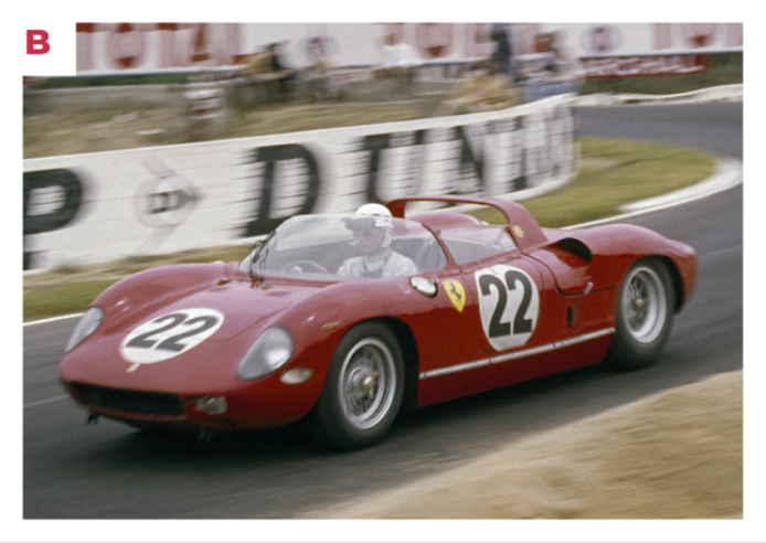 B. La deuxième 250 P officielle (la voiture n° 22 pilotée par Mike Parkes et Umberto Magioli) finit troisième des 24 Heures du Mans 1963.© IXO Collections SAS - Tous droits réservés. 