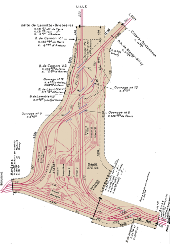 El emplazamiento de Longueau en 1966, según un documento de la SNCF de la época. La complejidad y la inmensidad de estas estaciones de clasificación son inimaginables cuando se ve en lo que se han convertido hoy en día; la mayoría de ellas simplemente han desaparecido.© IXO Collections SAS - Tous droits réservés. Crédits photo © Collection Trainsconsultant-Lamming