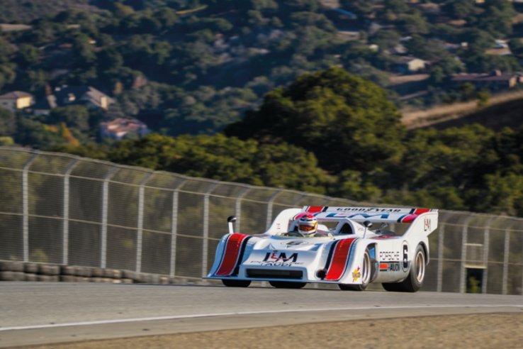 La voiture utilisée par Mark Donohue dans la seconde partie de la saison 1972 lors d’une rétrospective organisée par Porsche en 2018. © IXO Collections SAS - Tous droits réservés. 