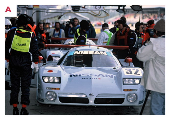 A. La Nissan R390 GT1 est vue ici lors des préqualifications de mai 1998 comme le révèle l’absence d’un sponsor sur le museau. La voiture réalise le huitième temps avec les Japonais Hoshino et Suzuki.© IXO Collections SAS - Tous droits réservés. 